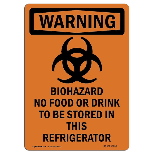 Safety Sign, OSHA WARNING, 24" Height, Aluminum, Biohazard, Portrait, 1824-V-13615